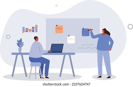 colleagues planning business strategy.vector illustration.