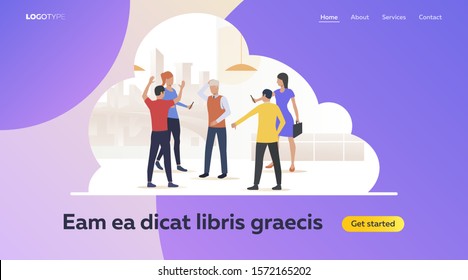 Colleagues pointing out and mocking sad depressed lonely employee. Intimidate, bullying flat vector illustration. Office bullying and harassment concept for banner, website design or landing web page