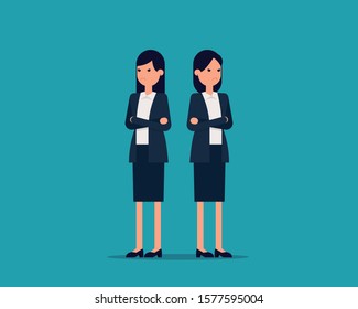 Colleagues quarrel. Conflict in relations concept, disagreements, Vector illustration in flat cartoon style
