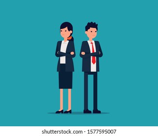 Colleagues quarrel. Conflict in relations concept, disagreements, Vector illustration in flat cartoon style