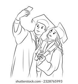 colleagues taking selfie after graduation