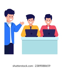 Colegas o equipo de pie juntos, icono editable plano