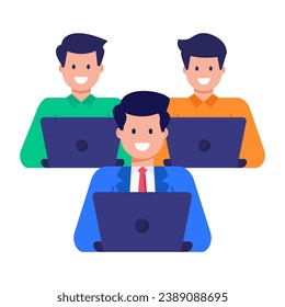 Colegas o equipo de pie juntos, icono editable plano