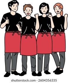 Colleagues in Uniform Illustration Set. Colleagues in various uniforms showing teamwork and unity. Great for workplace diversity themes, ads, websites, and presentations.