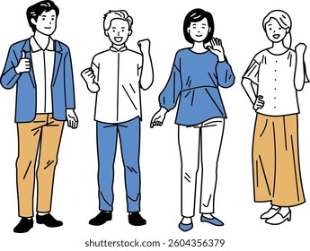 Colleagues in Uniform Illustration Set. Colleagues in various uniforms showing teamwork and unity. Great for workplace diversity themes, ads, websites, and presentations.
