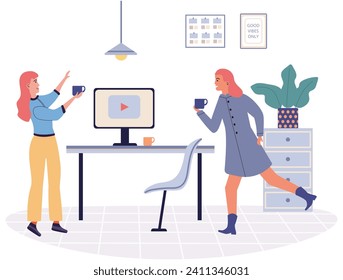 Colleagues vector illustration. Cooperation among colleagues creates supportive and inclusive work environment, where everyone can thrive Effective communication is foundation strong relationships