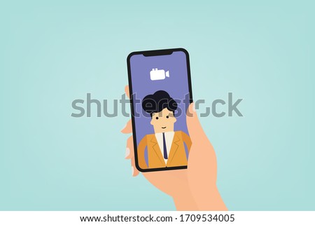 Colleagues video call, working from home on the computer screen, vector illustrator