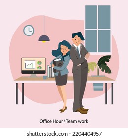 colleagues work as a team in the office