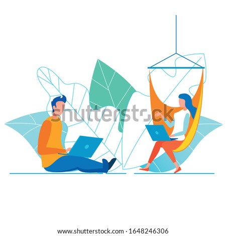 Colleagues, Working in Cozy Open Office Space