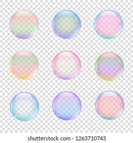 Collec tion of soap bubbles. Vector illustration.