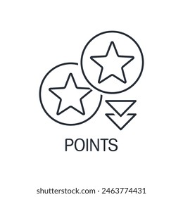 Collect and accumulate points.Bonus program for participants. Vector linear icon isolated on white background.