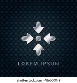 Collect Arrows 3D Silver/Platinum/Steel Metallic Premium Icon / Logo Design