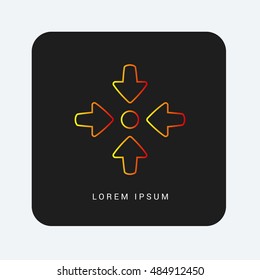 Collect Arrows Red & Orange gradient attractive line thin icon / logo design