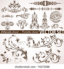 Collect Calligraphic and Floral element for design, vector illustration