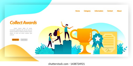 collect championships like certificate trophies and medals for the best wins and achievements in the race. vector illustration concept for landing page, ui ux, web, mobile app, poster, banner, website