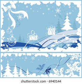 Collect christmas frame with baubles & gifts, element for design, vector illustration