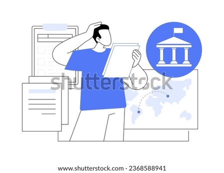 Collect civil documents for immigration abstract concept vector illustration. Citizen with immigration application, government services, embassy sector, bureaucracy procedure abstract metaphor.