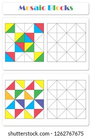 Collect the correct sequence of elements. Triangle mosaic blocks