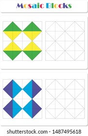 Collect the correct sequence of elements. Triangle mosaic blocks