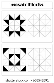 Collect the correct sequence of elements. Triangle mosaic blocks