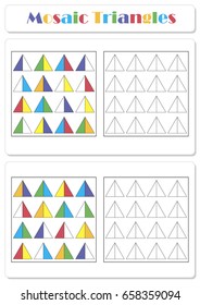 Collect the correct sequence of elements. Triangle mosaic blocks