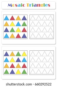Collect the correct sequence of elements. Triangle mosaic blocks