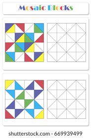 Collect the correct sequence of elements. Triangle mosaic blocks