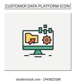 Collect data offline color icon. Apps include forms are created online and can be filled without internet access. Customer data concept. Isolated vector illustration