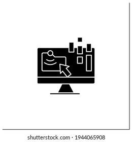 Collect data online glyph icon.Data compiling,account information gathering.Online banking company services.Customer data.Filled flat sign. Isolated silhouette vector illustration
