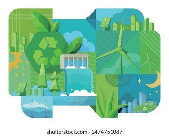 Collect the different elements about environmental into a picture vector illustration graphic EPS 10