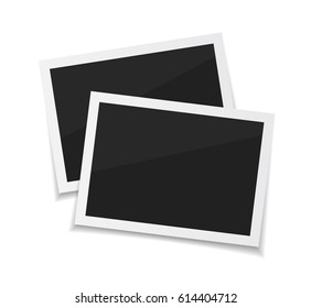 Collect moments. Vector photo. Empty retro photos on white background. Instant photo frame collection.