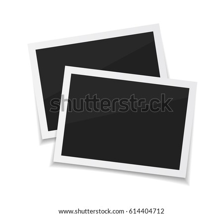 Collect moments. Vector photo. Empty retro photos on white background. Instant photo frame collection.
