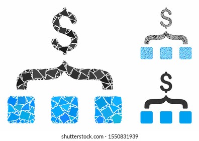 Collect money composition of humpy pieces in different sizes and shades, based on collect money icon. Vector humpy pieces are combined into composition.