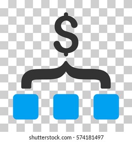 Collect Money icon. Vector illustration style is flat iconic bicolor symbol, blue and gray colors, transparent background. Designed for web and software interfaces.