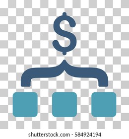 Collect Money icon. Vector illustration style is flat iconic bicolor symbol, cyan and blue colors, transparent background. Designed for web and software interfaces.