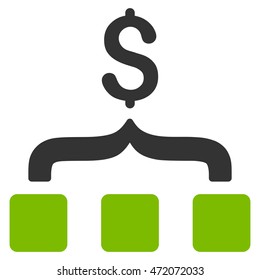Collect Money icon. Vector style is bicolor flat iconic symbol with rounded angles, eco green and gray colors, white background.