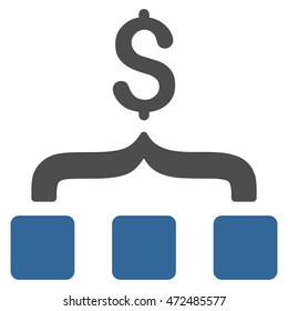 Collect Money icon. Vector style is bicolor flat iconic symbol with rounded angles, cobalt and gray colors, white background.