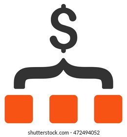 Collect Money icon. Vector style is bicolor flat iconic symbol with rounded angles, orange and gray colors, white background.
