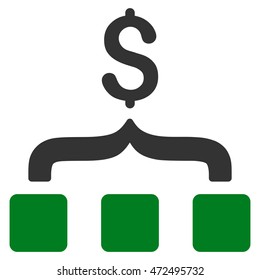 Collect Money icon. Vector style is bicolor flat iconic symbol with rounded angles, green and gray colors, white background.