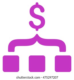 Collect Money icon. Vector style is flat iconic symbol with rounded angles, violet color, white background.