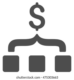 Collect Money icon. Vector style is flat iconic symbol with rounded angles, gray color, white background.