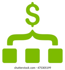 Collect Money icon. Vector style is flat iconic symbol with rounded angles, eco green color, white background.