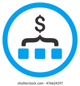 Collect Money rounded icon. Vector illustration style is flat iconic bicolor symbol, blue and gray colors, white background.