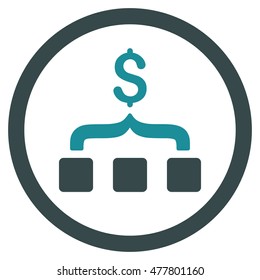 Collect Money rounded icon. Vector illustration style is flat iconic bicolor symbol, soft blue colors, white background.