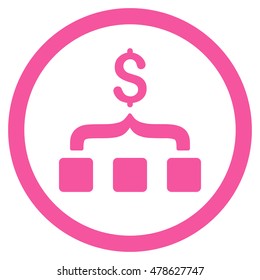 Collect Money rounded icon. Vector illustration style is flat iconic symbol, pink color, white background.