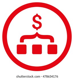 Collect Money rounded icon. Vector illustration style is flat iconic symbol, red color, white background.
