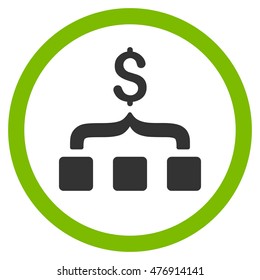 Collect Money vector bicolor rounded icon. Image style is a flat icon symbol inside a circle, eco green and gray colors, white background.