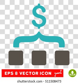 Collect Money vector icon. Image style is a flat grey and cyan iconic symbol.