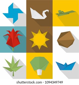 Collect from paper icons set. Flat set of 9 collect from paper vector icons for web isolated on white background