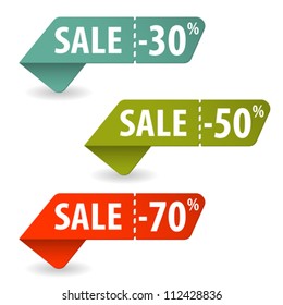 Collect Sale Signs with Tear-off Coupon, vector illustration